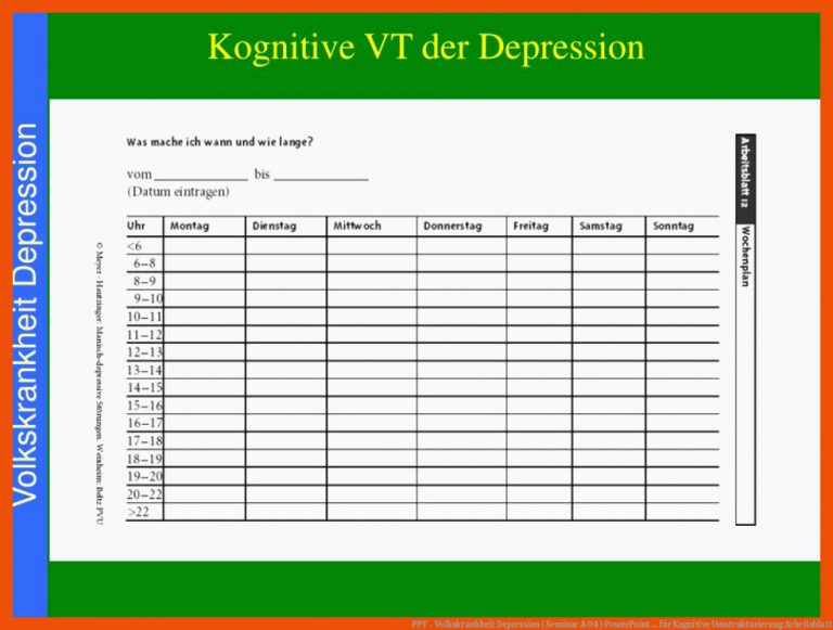 Ppt - Volkskrankheit Depression (seminar A 04) Powerpoint ... Fuer Kognitive Umstrukturierung Arbeitsblatt