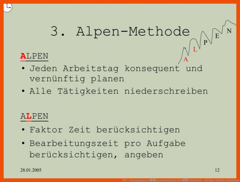 PPT - Zeitmanagement âIch hab doch keine Zeitâ PowerPoint ... für alpen methode arbeitsblatt