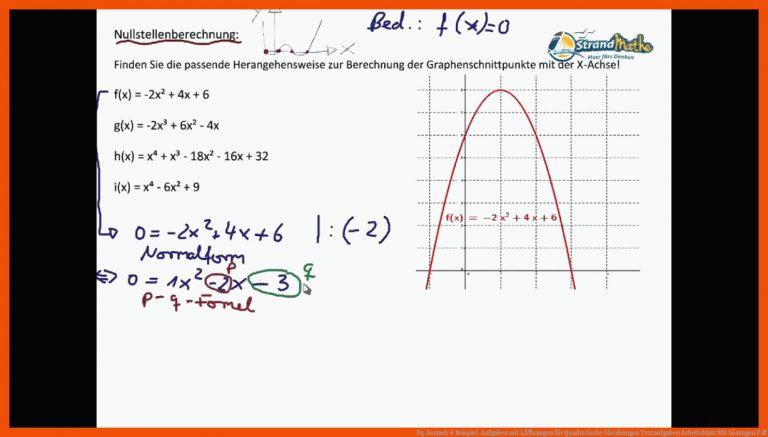 Pq-Formel: 6 Beispiel-Aufgaben mit LÃ¶sungen für quadratische gleichungen textaufgaben arbeitsblatt mit lösungen pdf