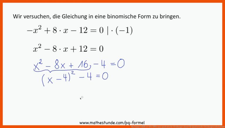 PQ-Formel erklÃ¤rt: Wie lÃ¶st man quadratische Gleichungen damit für quadratische gleichungen arbeitsblatt