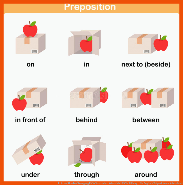PrÃ¤position Der Bewegung FÃ¼r Vorschule - Arbeitsblatt FÃ¼r Bildung ... für englisch präpositionen arbeitsblatt
