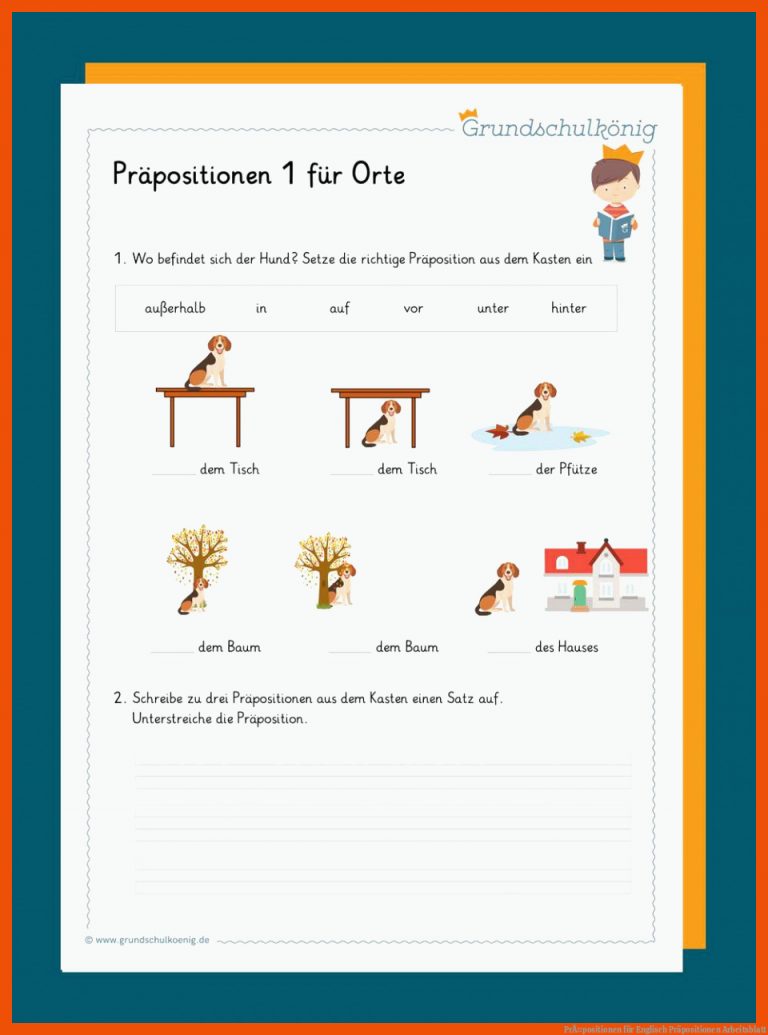 PrÃ¤positionen für englisch präpositionen arbeitsblatt