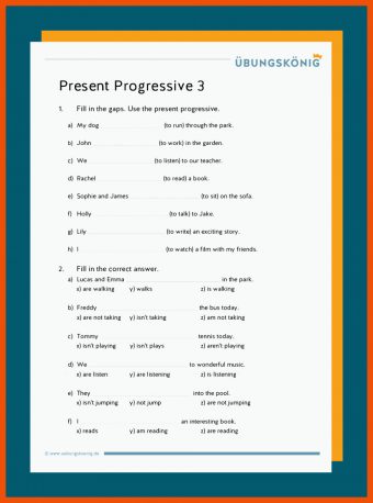 Present Progressive Arbeitsblätter