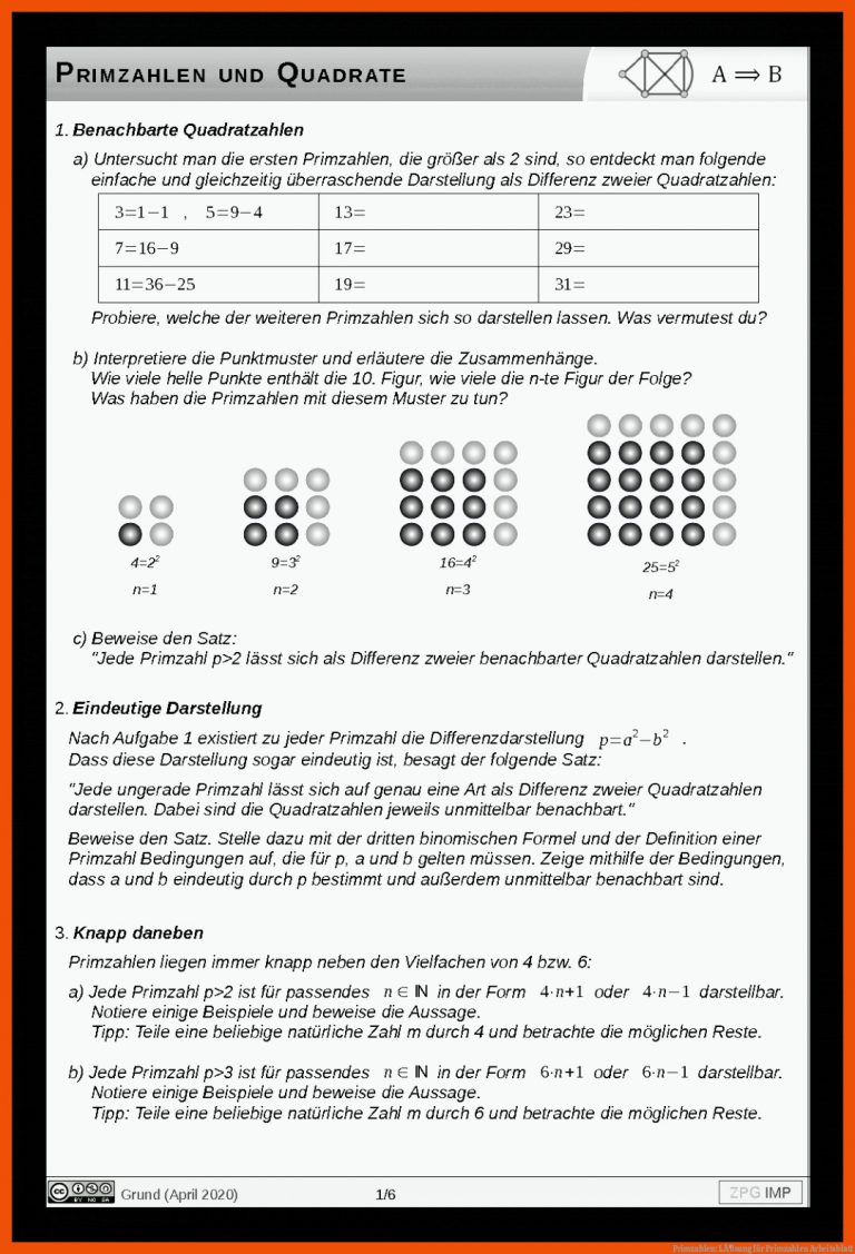 Primzahlen: LÃ¶sung für primzahlen arbeitsblatt