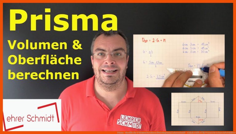Prisma - OberflÃ¤che & Volumen berechnen (Dreiecksprisma) | Lehrerschmidt - einfach erklÃ¤rt! für prismen berechnen arbeitsblätter