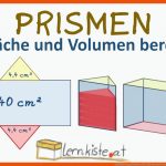 Prismen Eigenschaften, OberflÃ¤che Und Volumen Berechnen Fuer Oberflächeninhalt Prisma Arbeitsblatt