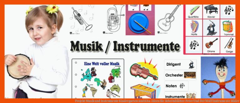 Projekt Musik und Instrumente Kindergarten und Kita-Ideen für arbeitsblätter peter und der wolf instrumente bilder