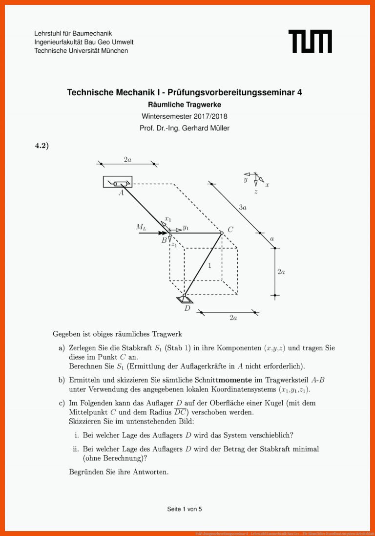 PrÃ¼fungsvorbereitungsseminar 4 - Lehrstuhl Baumechanik Bau Geo ... für räumliches koordinatensystem arbeitsblatt