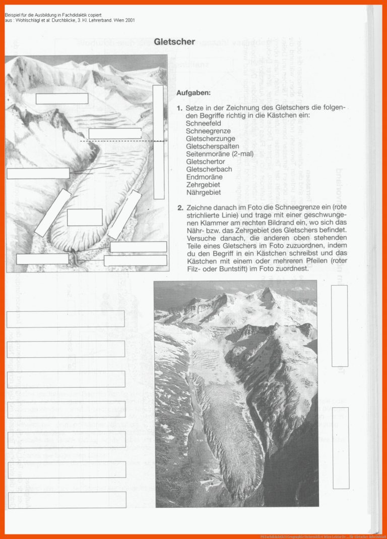 PS Fachdidaktik II Geographie UniversitÃ¤t Wien Lektor Dr ... für gletscher arbeitsblatt