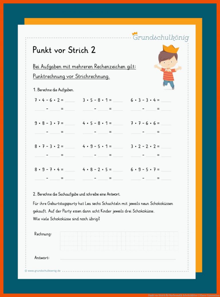 Punkt vor Strich für mathematik arbeitsblätter 1 klasse gymnasium