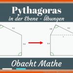 Pythagoras In Der Ebene Ãbungen Mit LÃ¶sungen Satz Des Pythagoras Obachtmathe Fuer Ebene Figuren Arbeitsblatt