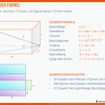 Quader Online Berechnen: Volumen, OberflÃ¤che, Raumdiagonale Fuer Volumen Berechnen Quader Arbeitsblatt