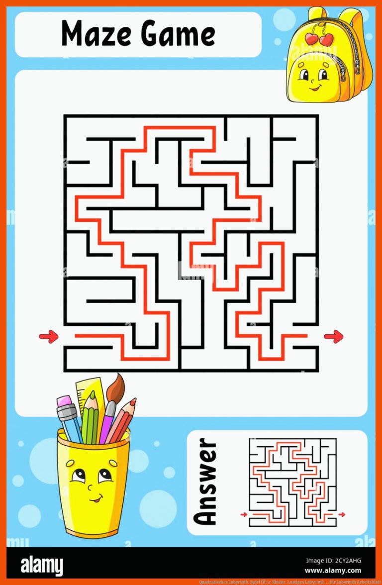 Quadratisches Labyrinth. Spiel fÃ¼r Kinder. Lustiges Labyrinth ... für labyrinth arbeitsblatt