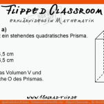 Quadratisches Prisma - Volumen Und OberflÃ¤che - Flipped Classroom ... Fuer Oberflächeninhalt Prisma Arbeitsblatt
