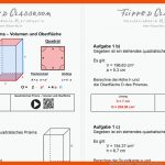 Quadratisches Prisma - Volumen Und OberflÃ¤che - Flipped Classroom ... Fuer Volumen Berechnen Arbeitsblatt