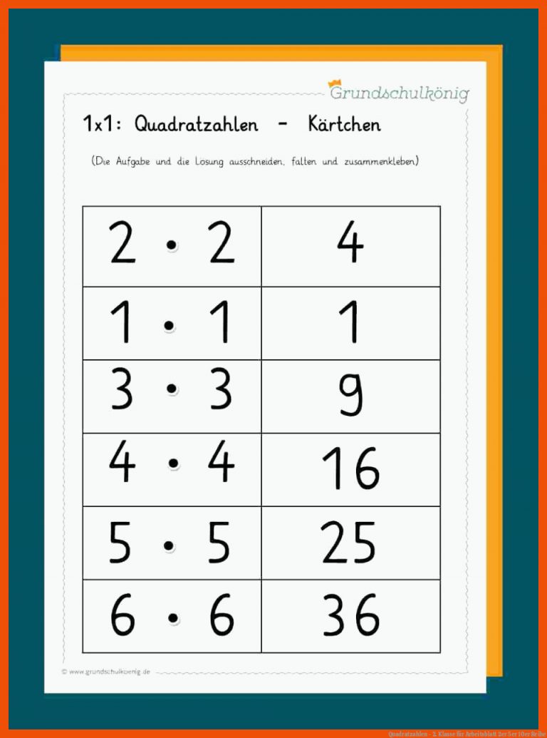 Quadratzahlen - 2. Klasse für arbeitsblatt 2er 5er 10er reihe