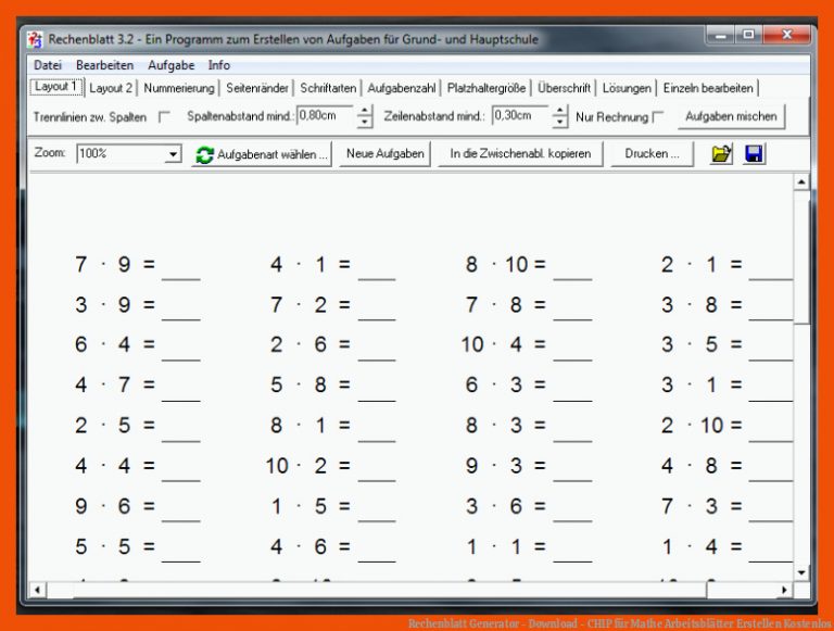 Rechenblatt Generator - Download - CHIP für mathe arbeitsblätter erstellen kostenlos