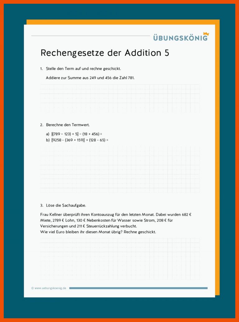 Rechengesetze Der Addition / Rechnen Mit Klammern Fuer Arbeitsblatt Mathematik Klasse 5