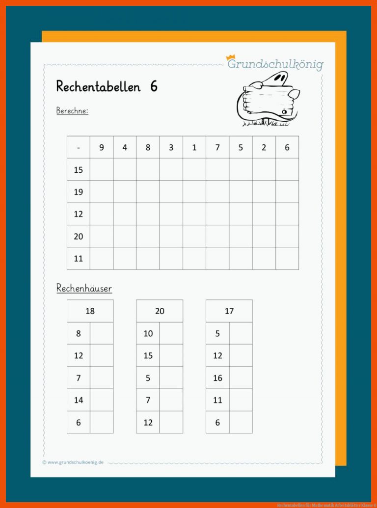 Rechentabellen für mathematik arbeitsblätter klasse 6