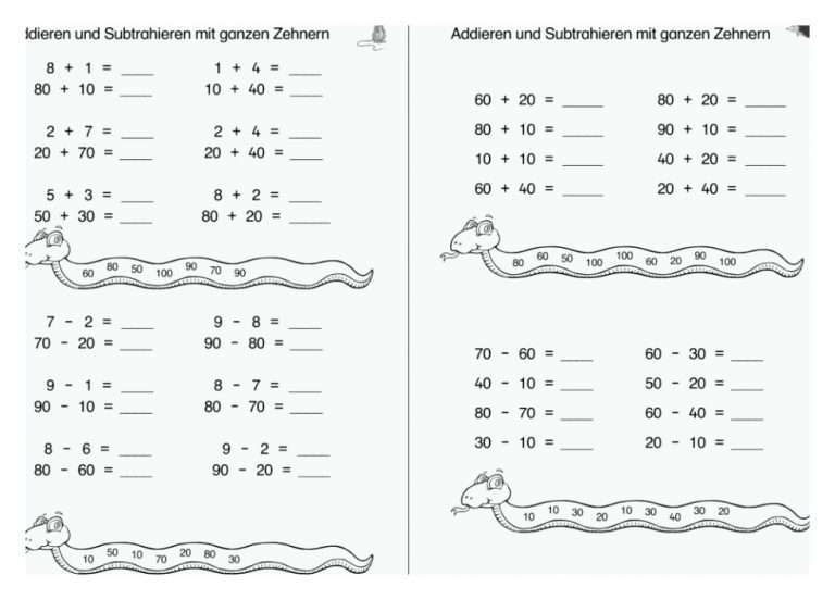 Rechnen Im Zr 100 Mit Zehnerzahlen â¢ Gpaed.de Fuer Arbeitsblatt Zehnerzahlen Bis 100