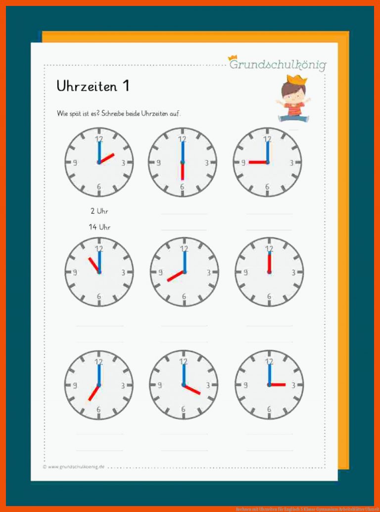 Rechnen mit Uhrzeiten für englisch 5 klasse gymnasium arbeitsblätter uhrzeit