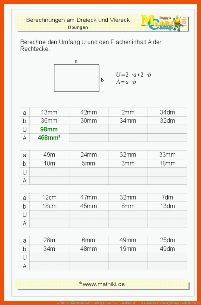 Fl chenberechnung bungen Arbeitsbl tter Mathe Arbeitsbl tter Fl chenberechnung bungen Arbeitsbl tter Mathe Arbeitsbl tter