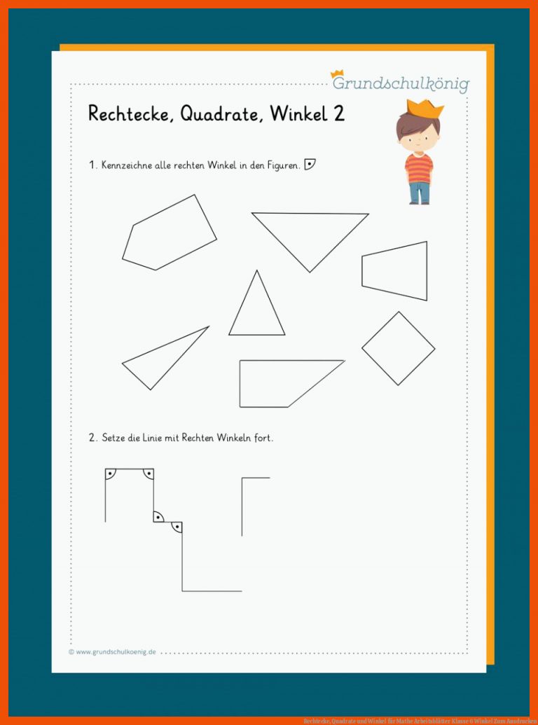 Rechtecke, Quadrate und Winkel für mathe arbeitsblätter klasse 6 winkel zum ausdrucken