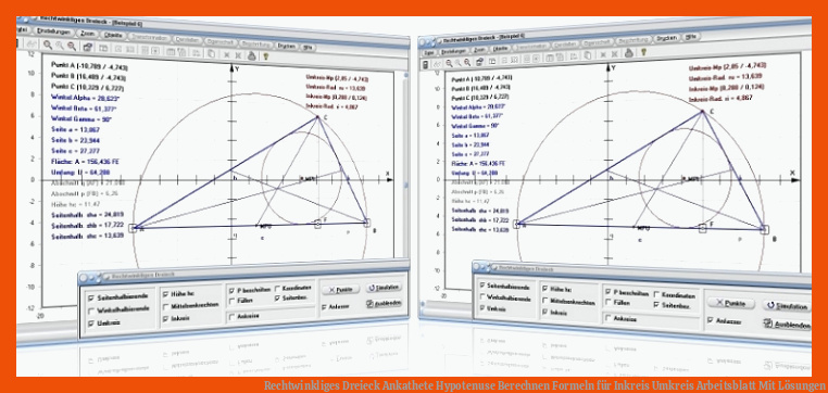 Rechtwinkliges Dreieck | Ankathete | Hypotenuse | Berechnen | Formeln für inkreis umkreis arbeitsblatt mit lösungen