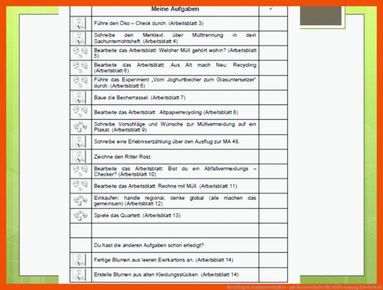 Recycling Vs. Konsumverhalten - Ppt Herunterladen Fuer Mülltrennung Arbeitsblatt