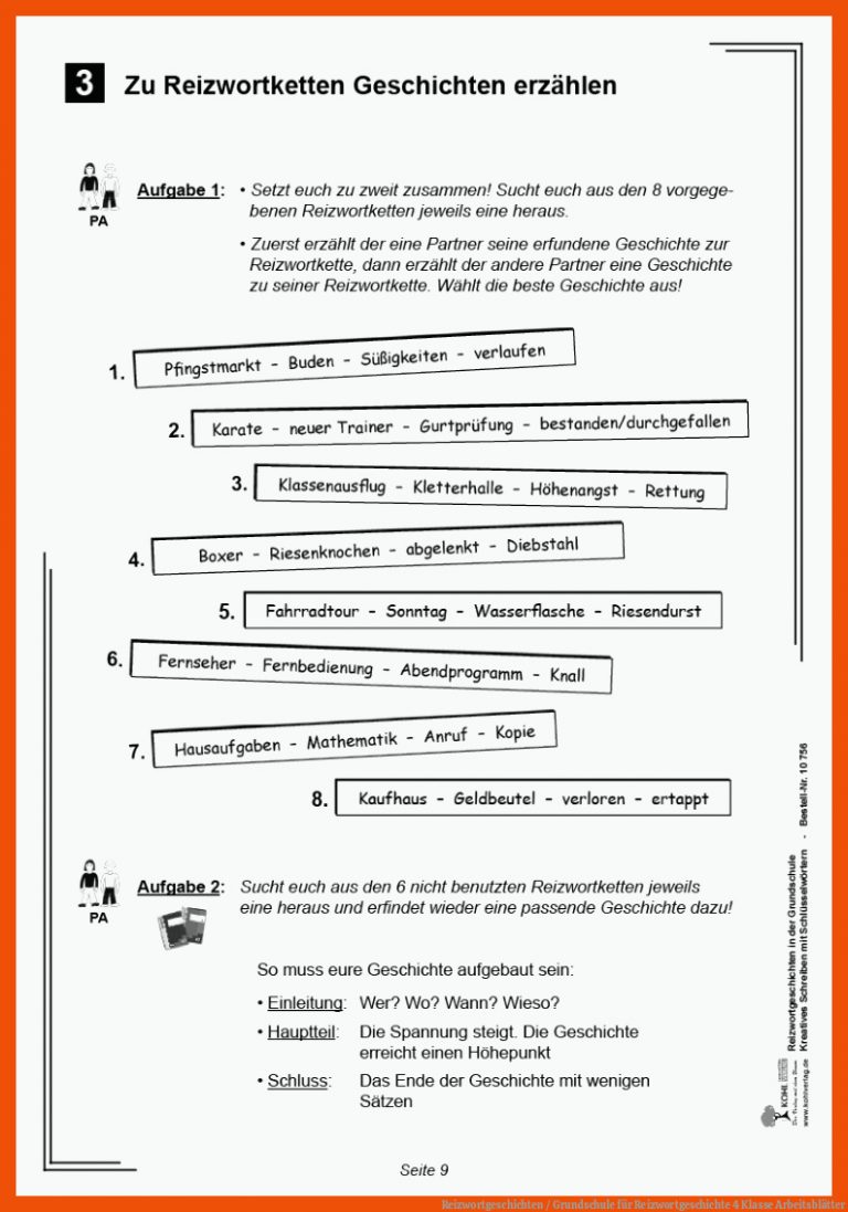 Reizwortgeschichten / Grundschule für reizwortgeschichte 4 klasse arbeitsblätter