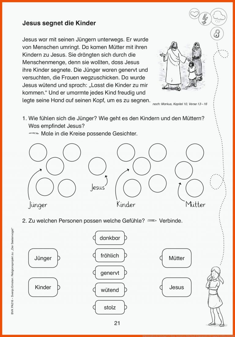 Religionsprojekt Zu Der Seelenvogel: 2./3. Klasse. Zum Buch Von Michal Snunit (religionsprojekte) Fuer Umgang Mit Gefühlen Arbeitsblatt