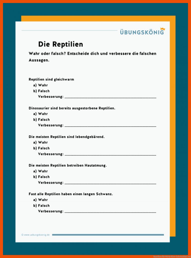 Reptilien für wirbeltiere arbeitsblatt pdf