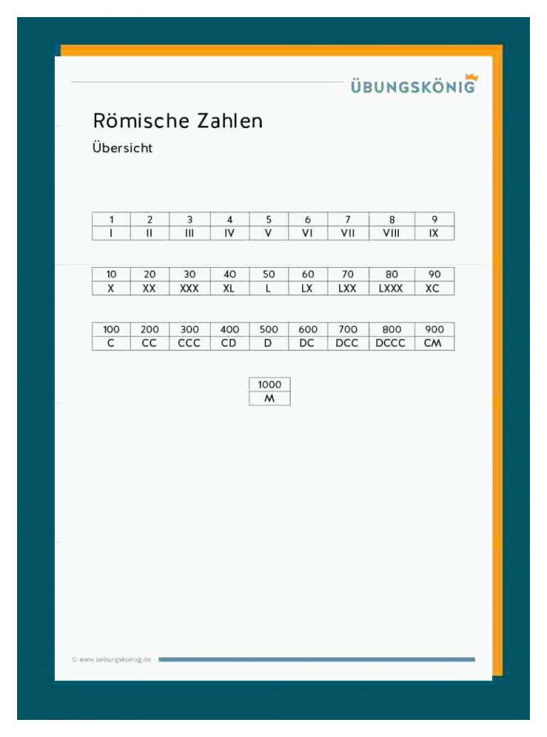 RÃ¶mische Zahlen Fuer Arbeitsblatt Römische Zahlen