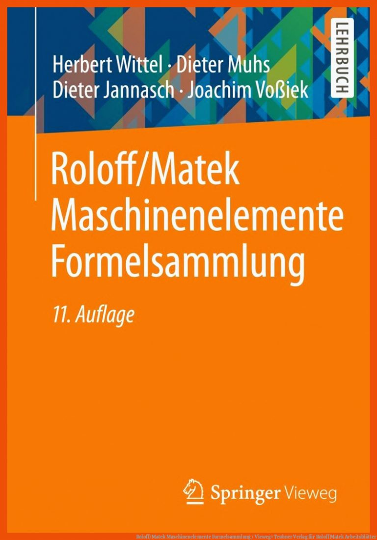 Roloff/Matek Maschinenelemente Formelsammlung / Vieweg+Teubner Verlag für roloff matek arbeitsblätter