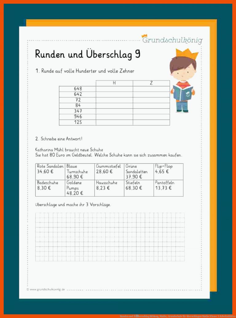 Runden und Ãberschlag | Bildung, Mathe, Grundschule für überschlagen mathe klasse 3 arbeitsblätter