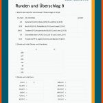 Runden Und Ãberschlag Fuer Mathe Arbeitsblatt 2. Klasse
