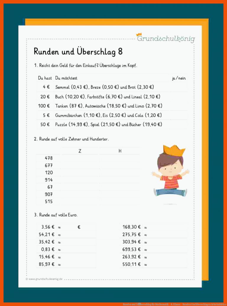 Runden und Ãberschlag für mathematik - 4. klasse - runden und überschlagen arbeitsblätter