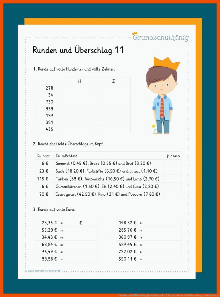 Runden und Ãberschlag für mathematik - 5. klasse - runden und überschlagen arbeitsblätter