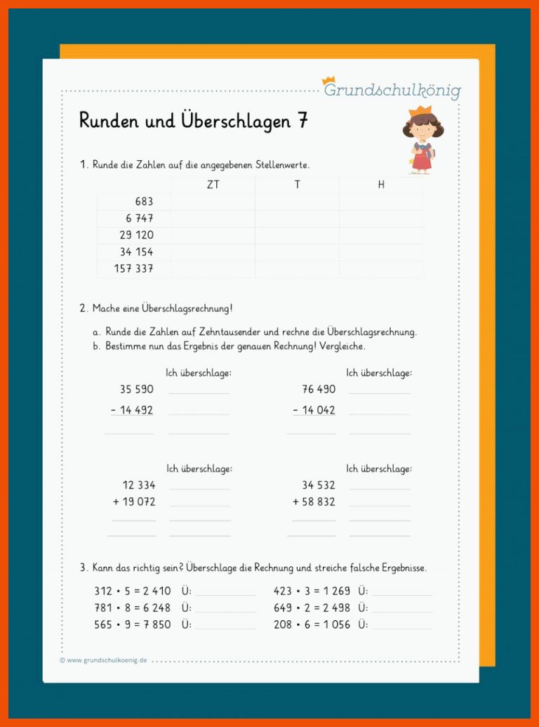 Runden und Ãberschlag: Gemischte Aufgaben für überschlagsrechnung multiplikation arbeitsblätter