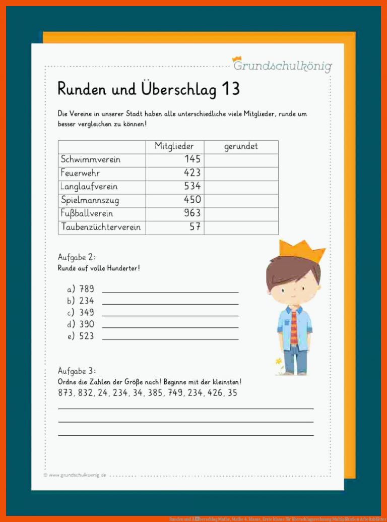 Runden und Ãberschlag | Mathe, Mathe 4. klasse, Erste klasse für überschlagsrechnung multiplikation arbeitsblätter