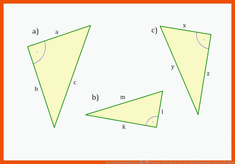 Satz des Pythagoras Aufgaben â¢ Ãbungen mit LÃ¶sungen Â· [mit Video] für deckungsgleiche figuren arbeitsblatt
