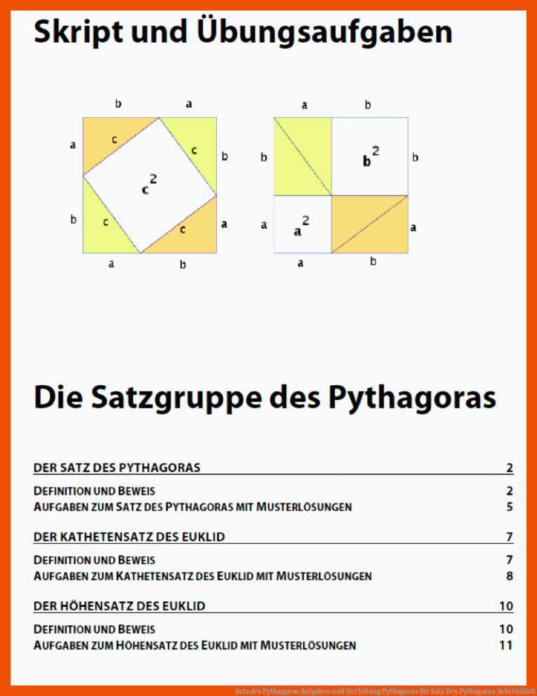 Satz des Pythagoras | Aufgaben und Herleitung Pythagoras für satz des pythagoras arbeitsblatt