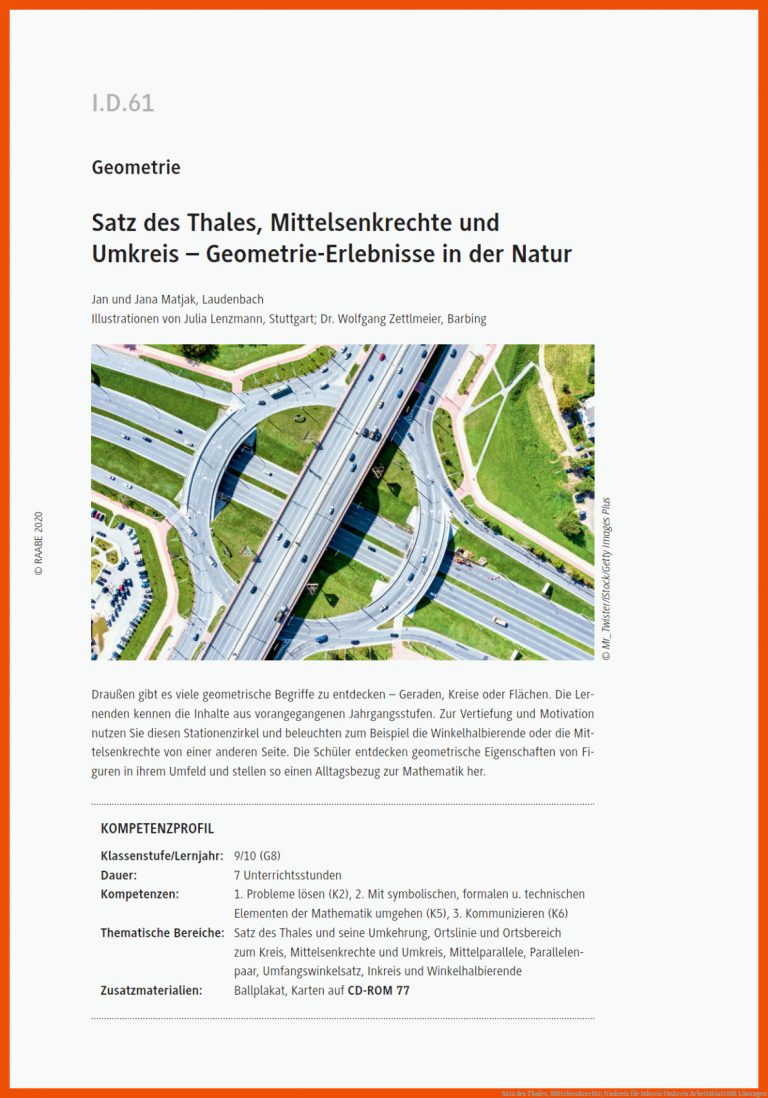 Satz des Thales, Mittelsenkrechte, Umkreis für inkreis umkreis arbeitsblatt mit lösungen