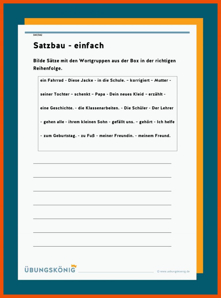 Satzbau für arbeitsblätter deutsch förderschule kostenlos