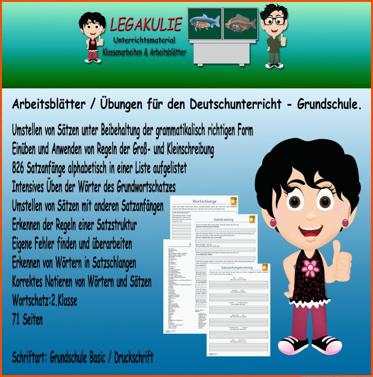 Satzbau Satzgestaltung Deutsch 2.klasse Arbeitsblatt - Legakulie Fuer Deutsch Arbeitsblätter Groß Und Kleinschreibung