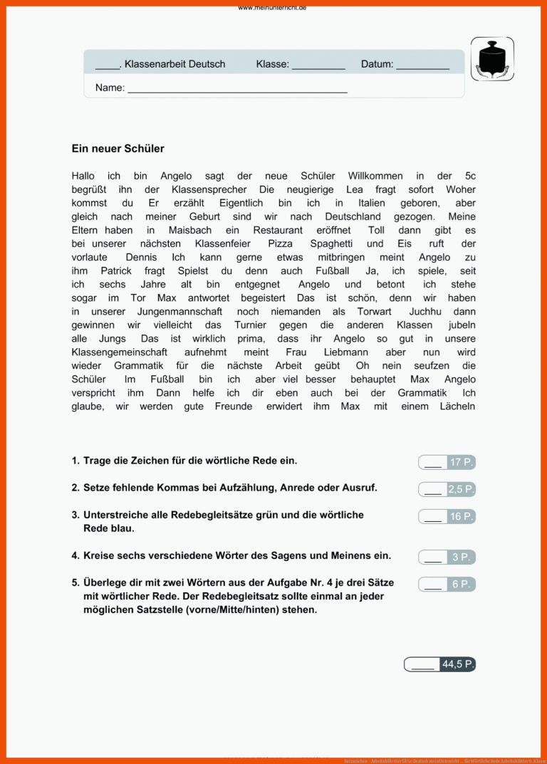 Satzzeichen - ArbeitsblÃ¤tter fÃ¼r Deutsch | meinUnterricht ... für wörtliche rede arbeitsblätter 6. klasse