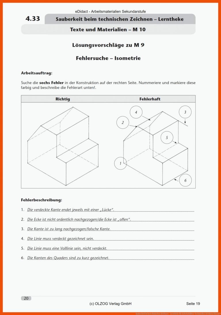 Sauberkeit beim technischen Zeichnen - Lerntheke für arbeitsblätter technisches zeichnen klasse 7