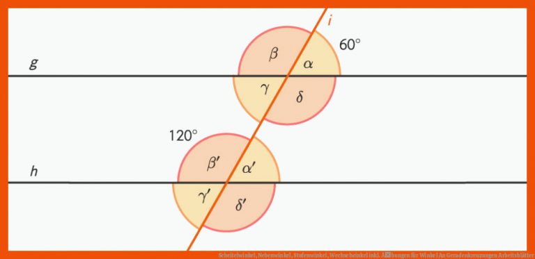 Scheitelwinkel, Nebenwinkel, Stufenwinkel, Wechselwinkel Inkl. Ãbungen Fuer Winkel An Geradenkreuzungen Arbeitsblätter