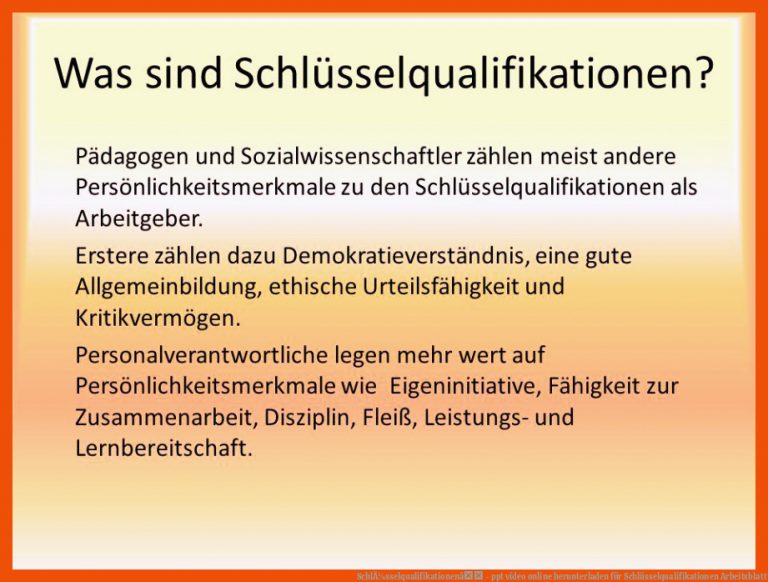 SchlÃ¼sselqualifikationenâ - Ppt Video Online Herunterladen Fuer Schlüsselqualifikationen Arbeitsblatt