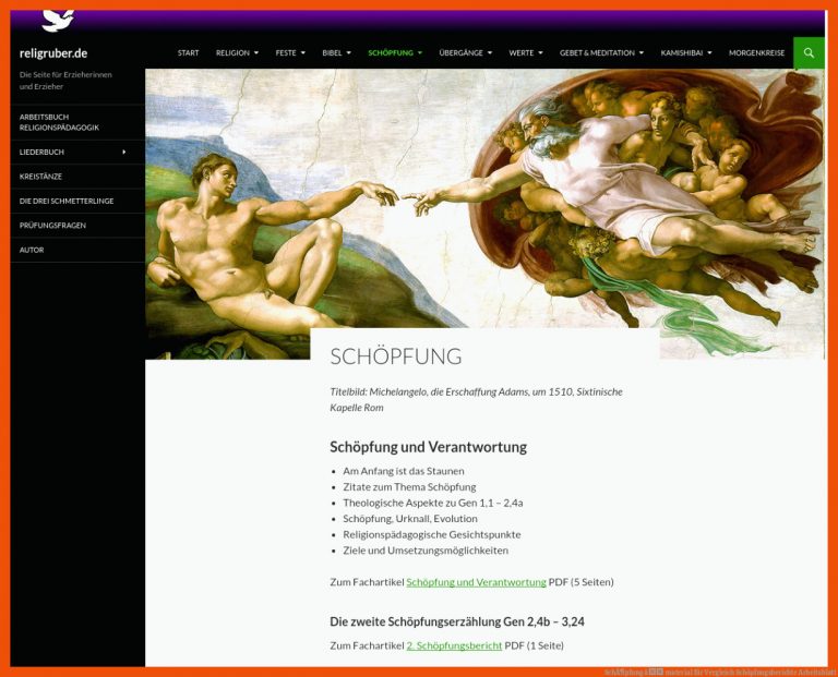 SchÃ¶pfung â material für vergleich schöpfungsberichte arbeitsblatt